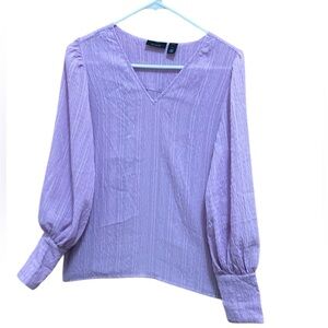 Halogen Purple Long Sleeve Relaxed Blouse